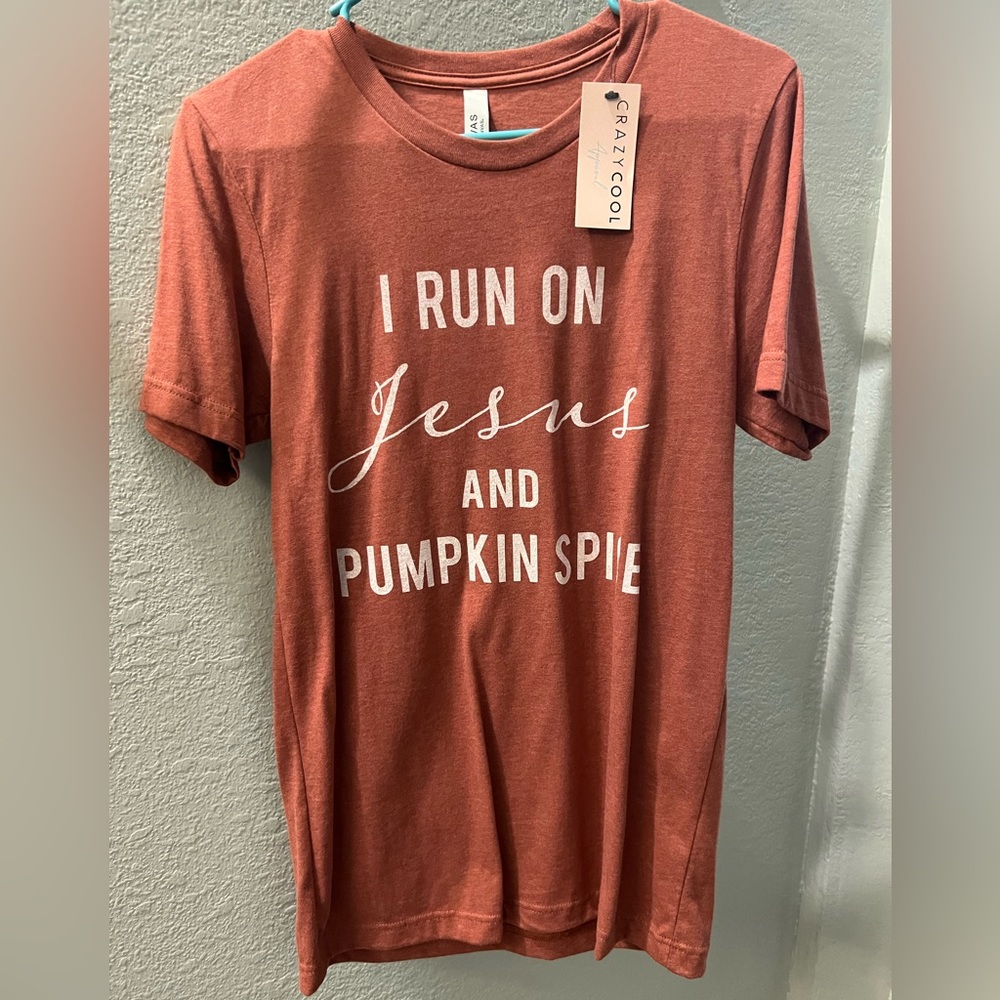 NWT pumpkin spice and Jesus t-shirt size small